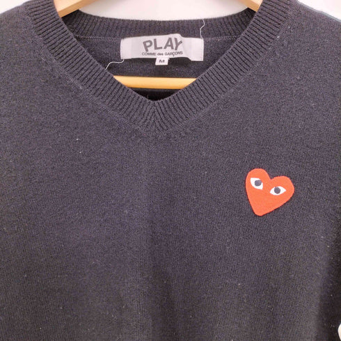 プレイコムデギャルソン PLAY COMME des GARCONS ハート ワッペン Vネック L/S プルオーバー ニット メンズ JPN:M