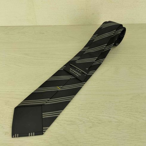 バーバリーブラックレーベル BURBERRY BLACK LABEL ロゴ刺繍 シルク100% ストライプ ネクタイ メンズ