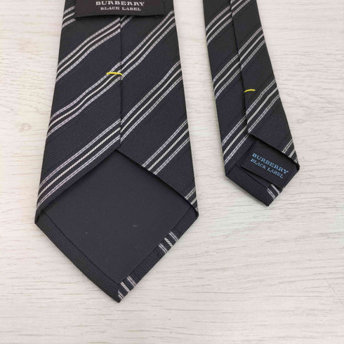 バーバリーブラックレーベル BURBERRY BLACK LABEL ロゴ刺繍 シルク100% ストライプ ネクタイ メンズ