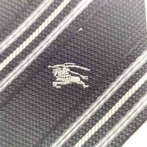 バーバリーブラックレーベル BURBERRY BLACK LABEL ロゴ刺繍 シルク100% ストライプ ネクタイ メンズ