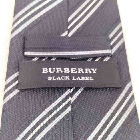 バーバリーブラックレーベル BURBERRY BLACK LABEL ロゴ刺繍 シルク100% ストライプ ネクタイ メンズ