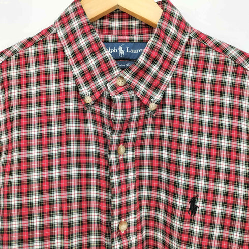 ラルフローレン RALPH LAUREN CUSTOM FIT ポニー刺繍 タータンチェック ボタンダウンシャツ メンズ import:M