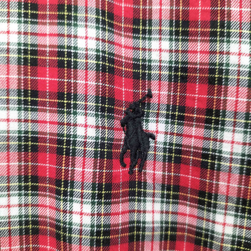 ラルフローレン RALPH LAUREN CUSTOM FIT ポニー刺繍 タータンチェック ボタンダウンシャツ メンズ import:M