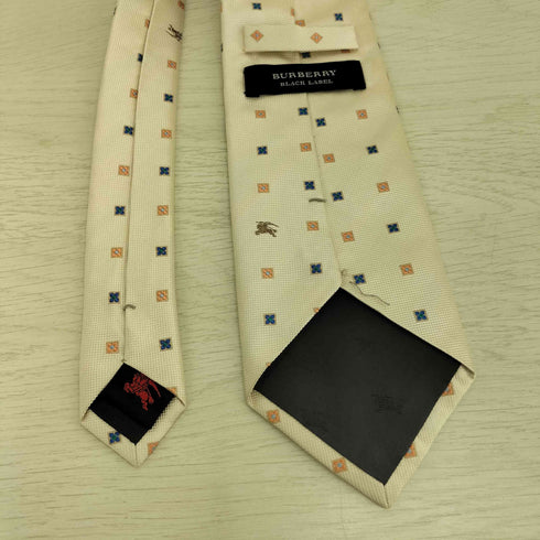 バーバリーブラックレーベル BURBERRY BLACK LABEL ロゴ刺繍 シルク100% 総柄ネクタイ メンズ