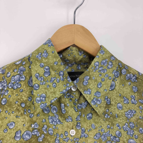 バナナリパブリック BANANA REPUBLIC 90S 韓国製 デカ襟 水玉 水滴 バブル L/S シルク シャツ レディース import:S