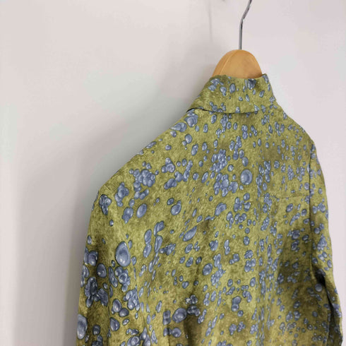 バナナリパブリック BANANA REPUBLIC 90S 韓国製 デカ襟 水玉 水滴 バブル L/S シルク シャツ レディース import:S