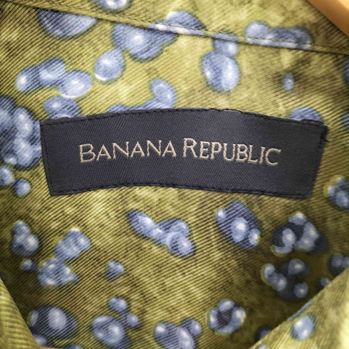 バナナリパブリック BANANA REPUBLIC 90S 韓国製 デカ襟 水玉 水滴 バブル L/S シルク シャツ レディース import:S