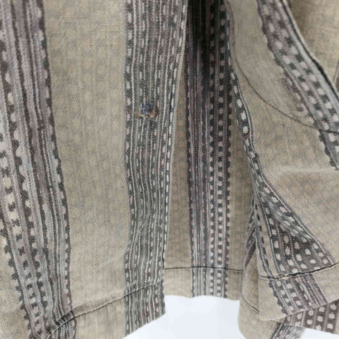 イッセイミヤケ ISSEY MIYAKE 80S 筆タグ バンドネック 比翼 総柄 ストライプ L/S コットン シャツ メンズ