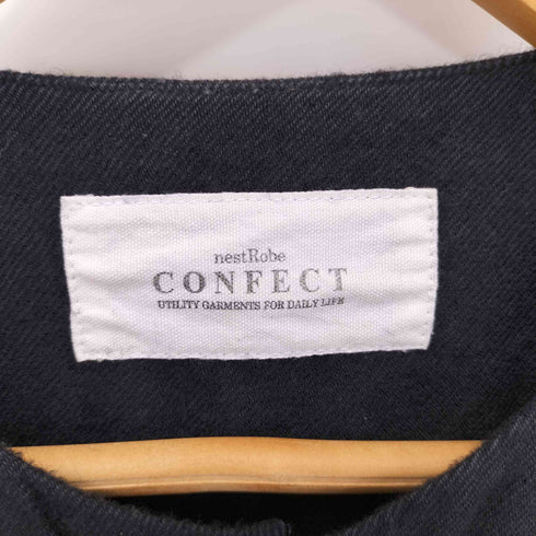 ネストローブコンフェクト nest Robe CONFECT コットン ウール ノーカラー フラップポケット 長袖シャツ メンズ 4