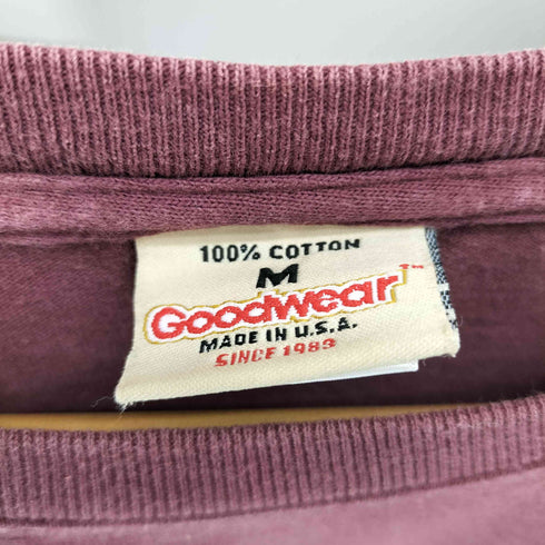 グッドウェア Goodwear USA製 クロップド ウォッシュ加工ポケットL/S Tシャツ レディース M