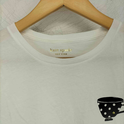 ケイトスペード Kate spade ティーカッププリント クルーネック半袖Tシャツ レディース import:XS