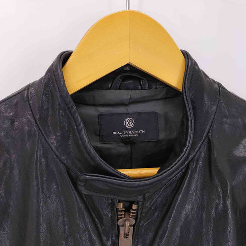ビューティーアンドユースユナイテッドアローズ BEAUTY & YOUTH UNITED ARROWS ラムレザー ダブルジップ シングルライダースジャケット メンズ M