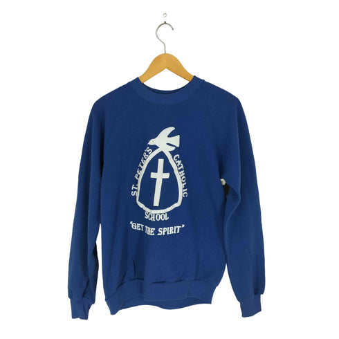 ジャージーズ JERZEES 80~90S ST.PETERS CATHOLIC SCHOOL 発泡プリントラグランスウェット メンズ M