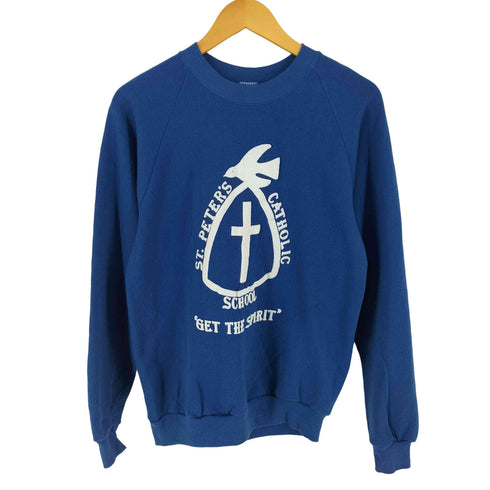 ジャージーズ JERZEES 80~90S ST.PETERS CATHOLIC SCHOOL 発泡プリントラグランスウェット メンズ M