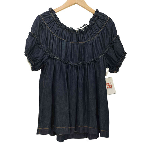 トリココムデギャルソン tricot COMME des GARCONS AD2012 デニム フリル チュニック レディース JPN:M