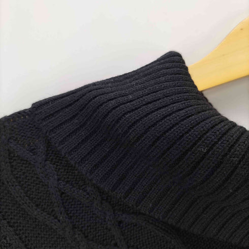 バーニーズニューヨーク BARNEYS NEWYORK ウール100 ケーブル編み タートルネック ニット ミニワンピ チュニック レディース FREE