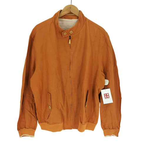 LONGHI イタリア製 リブ 切替 65/35 リネン シルク ジップアップ ブルゾン スウィングトップ メンズ XXXL