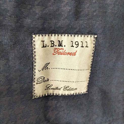 L.B.M.1911 コットン リネン ハウンドトゥース 2B テーラードジャケット メンズ
