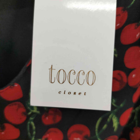 トッコクローゼット tocco closet 25SS ボウタイ リボン付き ラッフル フリル チェリープリント ウエストシャーリング ワンピース レディース JPN:M