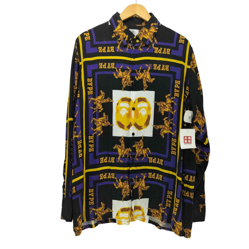 アベイシングエイプ A BATHING APE 総柄 レーヨン ロングスリーブシャツ メンズ JPN:L