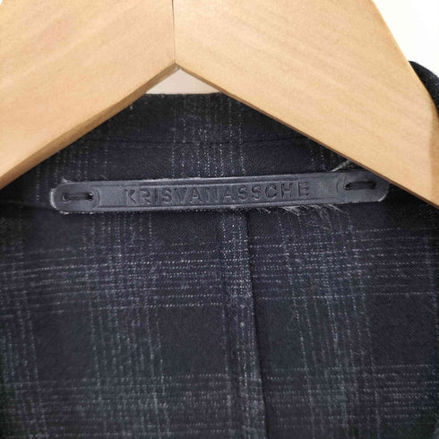クリスヴァンアッシュ KRIS VAN ASSCHE バージンウール 比翼 チェック柄テーラードジャケット メンズ