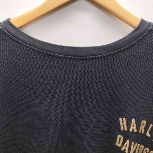 ハーレーダビッドソン HARLEY-DAVIDSON インド製 L/S バック ロゴ 刺繍 クルーネック サーマル Tシャツ メンズ import:L