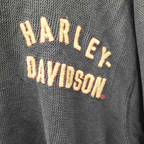 ハーレーダビッドソン HARLEY-DAVIDSON インド製 L/S バック ロゴ 刺繍 クルーネック サーマル Tシャツ メンズ import:L