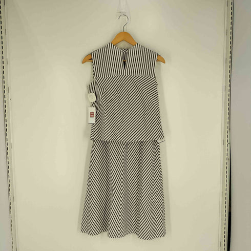 アクアスキュータム AQUASCUTUM ストライプ ノースリーブ ブラウス フレア スカート セットアップ レディース