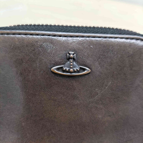 ヴィヴィアンウエストウッド Vivienne Westwood オーブ ロゴ ウッド コッパー ラウンドジップ レザー コインケース メンズ