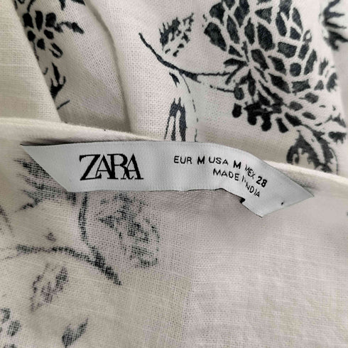 ザラ ZARA フラワープリント Vネックコットンブラウス レディース import:M