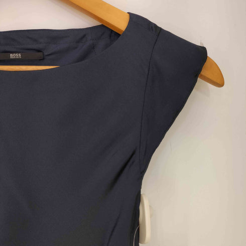ヒューゴボス HUGO BOSS シルク100 ノースリーブ フリル ティアード ドレスワンピース レディース DE:32