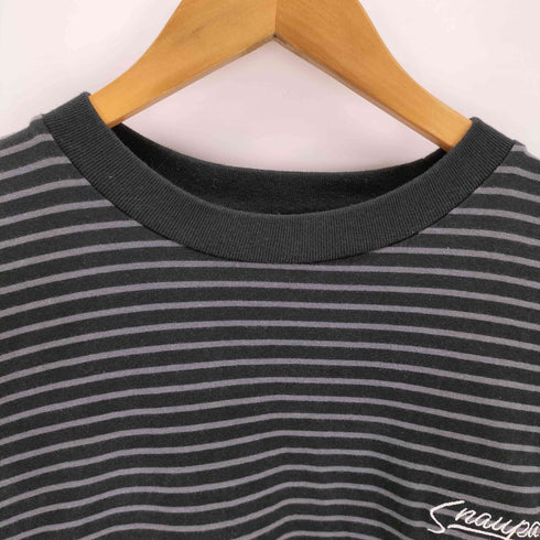 Snap club ワンポイント刺繍 リンガーボーダーTシャツ メンズ JPN:M