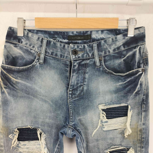 シヴァーライズ CIVARIZE Tearing 蛇腹リメイクスキニーデニムパンツ メンズ JPN:42