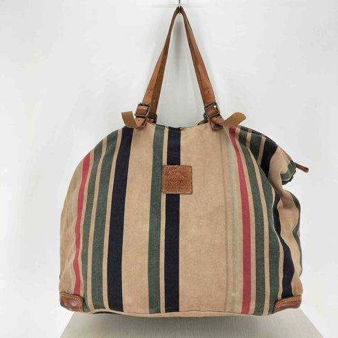 カンポマッジ campomaggi レザーハンドル ストライプキャンバストートバッグ メンズ