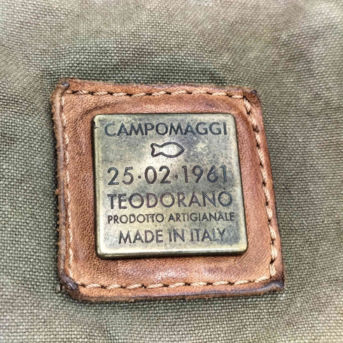 カンポマッジ campomaggi レザーハンドル ストライプキャンバストートバッグ メンズ