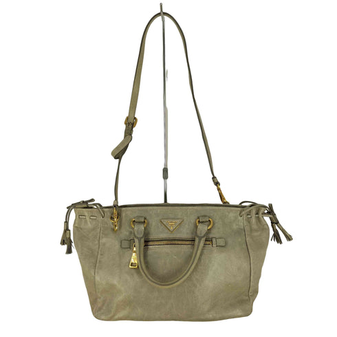 プラダ PRADA レザー フリンジ 2way ショルダーバッグ レディース