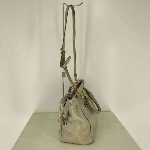 プラダ PRADA レザー フリンジ 2way ショルダーバッグ レディース