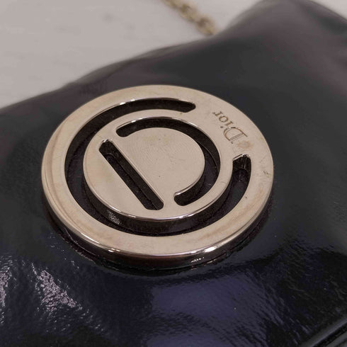 クリスチャンディオール Christian Dior パテントレザー チェーンショルダーバッグ レディース