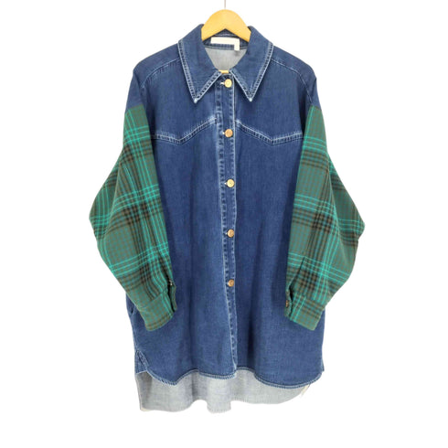 シーバイクロエ SEE BY CHLOE イタリア製 PLAID PRINT DENIM JACKET レディース 38