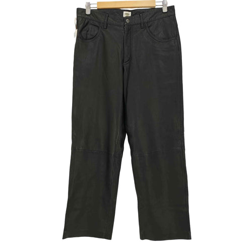 アルマーニコレツィオーニ ARMANI COLLEZIONI ラムスキン ワイドストレート レザーパンツ メンズ 48