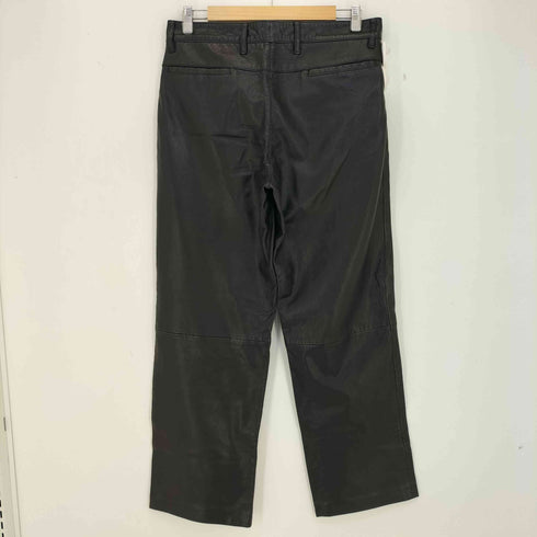 アルマーニコレツィオーニ ARMANI COLLEZIONI ラムスキン ワイドストレート レザーパンツ メンズ 48