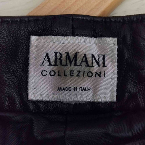 アルマーニコレツィオーニ ARMANI COLLEZIONI ラムスキン ワイドストレート レザーパンツ メンズ 48