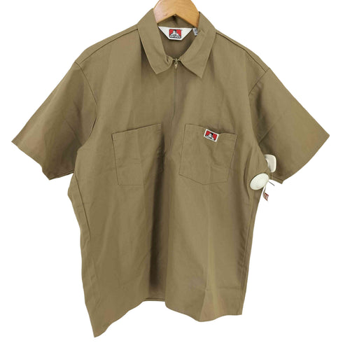 ベンデイビス BEN DAVIS 70-80s USA製 ロケットTALON ハーフジップ S/S ワークシャツ メンズ import:M