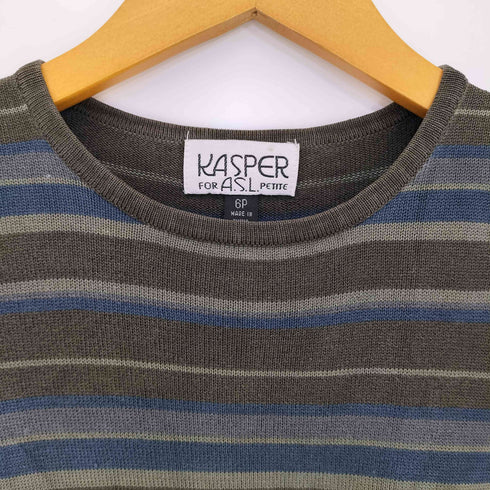 KASPER A.S.L. PETITE 90s シルク100 ボーダーボートネックカットソー レディース 6P