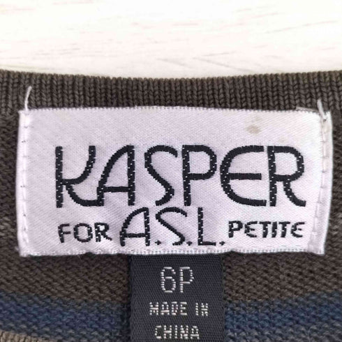 KASPER A.S.L. PETITE 90s シルク100 ボーダーボートネックカットソー レディース 6P