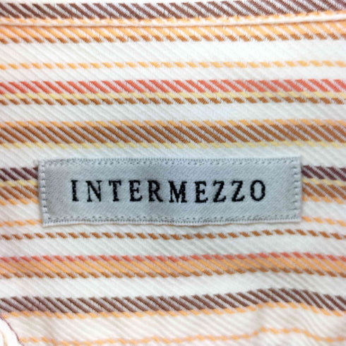 インターメッツォ INTERMEZZO 日本製 コットンカシミヤ ストライプ レギュラーカラーシャツ メンズ JPN:M