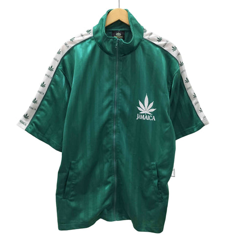 JAMAICA RASTA SPIRITS マリファナ ロゴ 両面プリント ストライプ サイドロゴ デザインライン S/S トラック ジャケット ジャージ メンズ LL