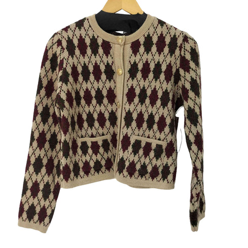 ザラ ZARA ARGYLE KNIT CARDIGAN レディース import:M
