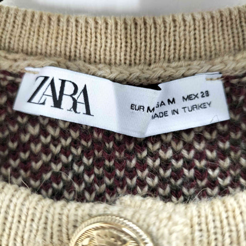 ザラ ZARA ARGYLE KNIT CARDIGAN レディース import:M