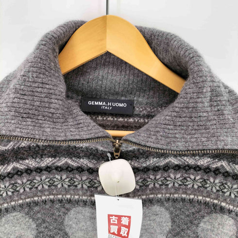 ジャンマアッカウォモ GEMMA.H UOMO イタリア製 スカルデザインジップアップニット メンズ import:M